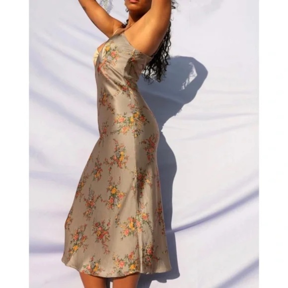 Rouje Paris Diane Dress in Satin Tapisserie Kaki Size EU 34 - Picture 4 of 16